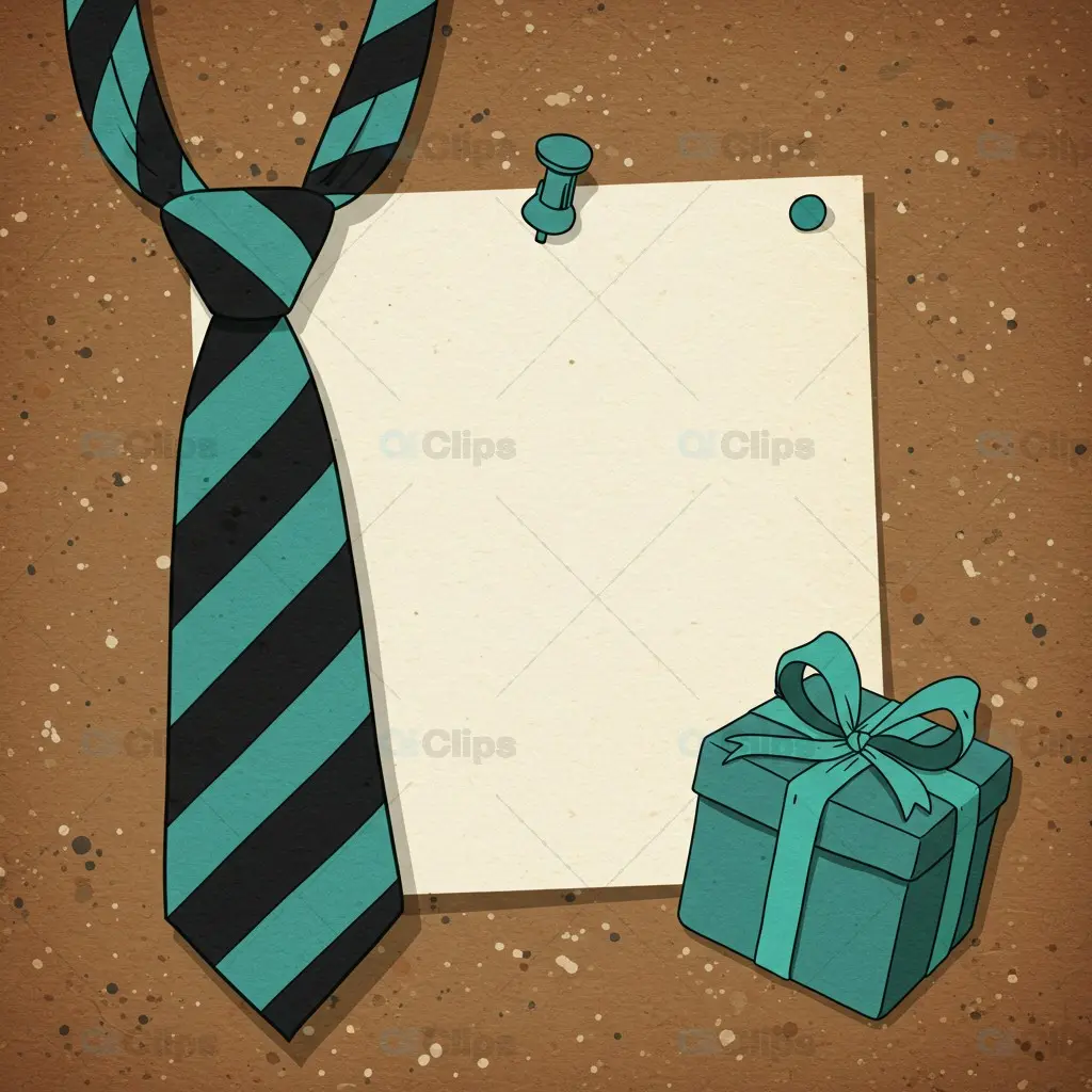 Father’s Day Greeting Card Mockup with Striped Tie and Gift