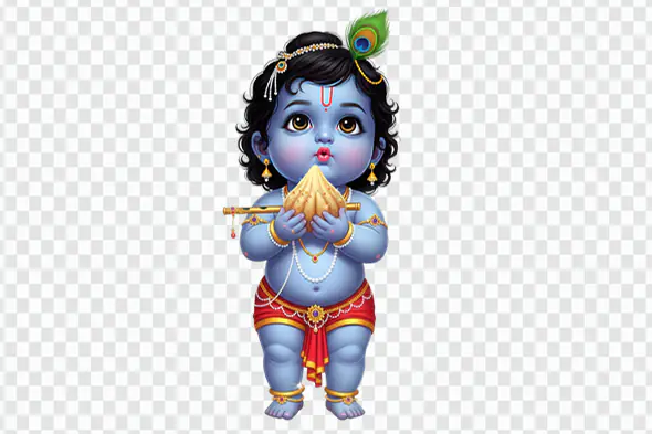 Adorable Baby Krishna with Butter PNG Clipart