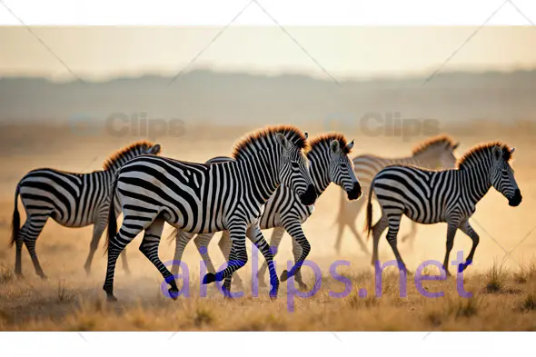 Herd of Zebras in African Savannah