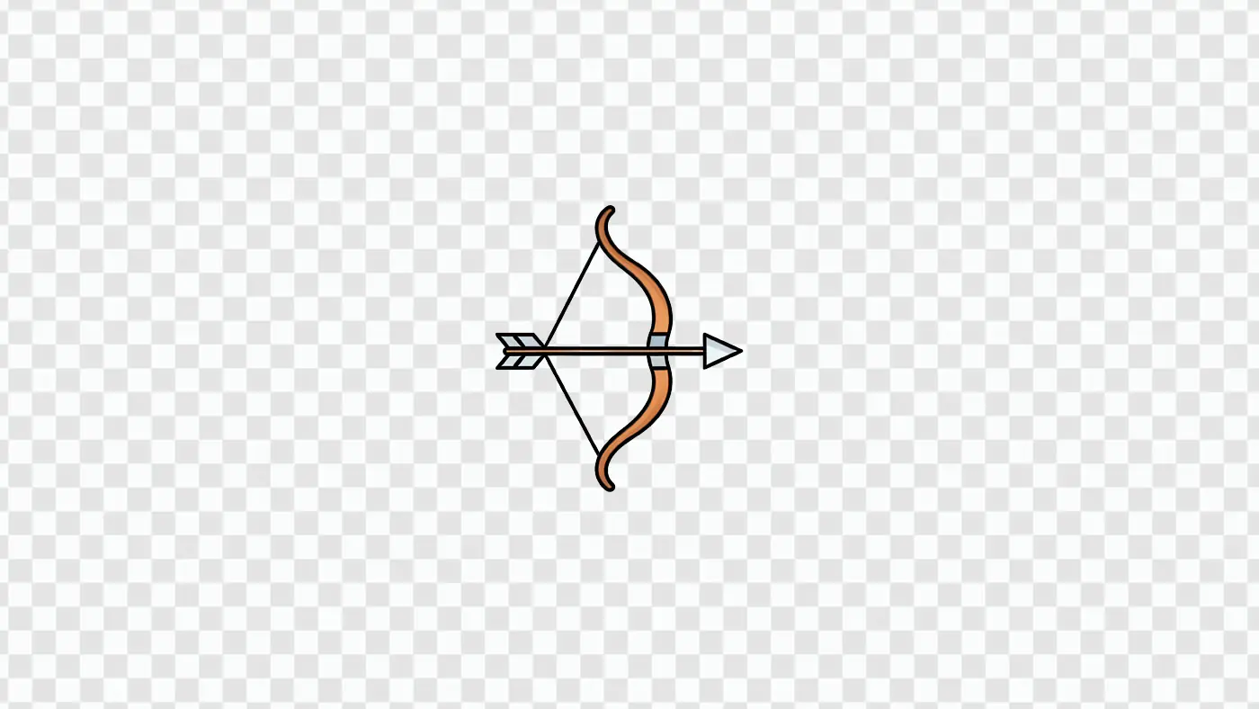 Minimalist Bow and Arrow Archery Icon PNG