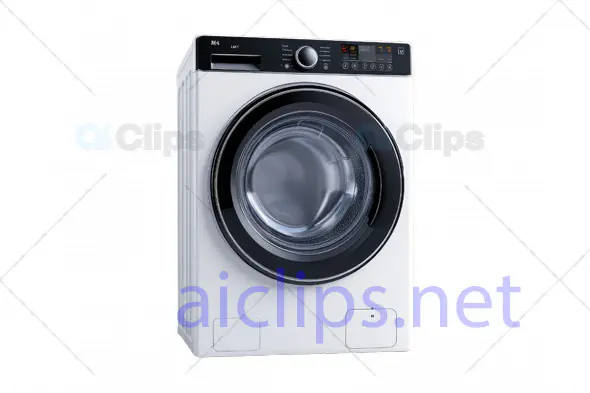 3D Modern Front-Load Washing Machine with Digital Control Panel