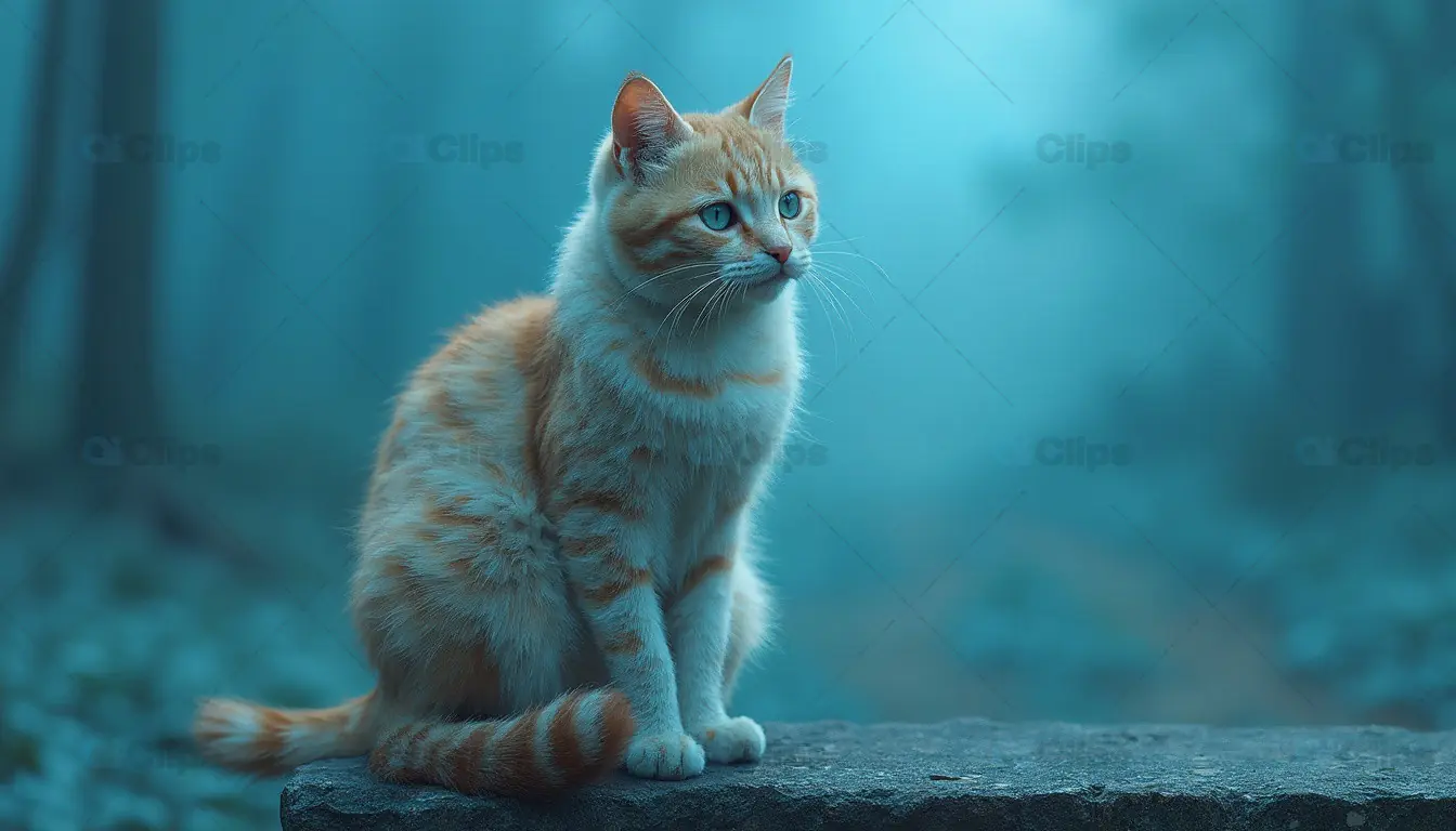 Orange Tabby Cat in Enchanted Forest