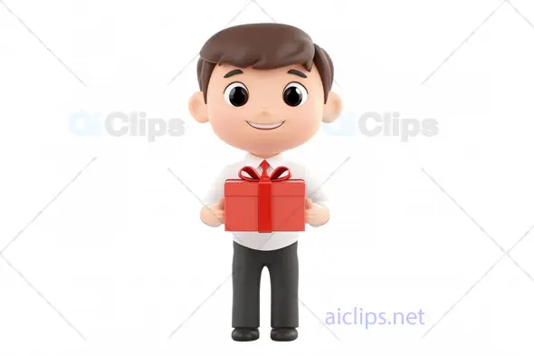 3D Boy Avatar with Gift Box