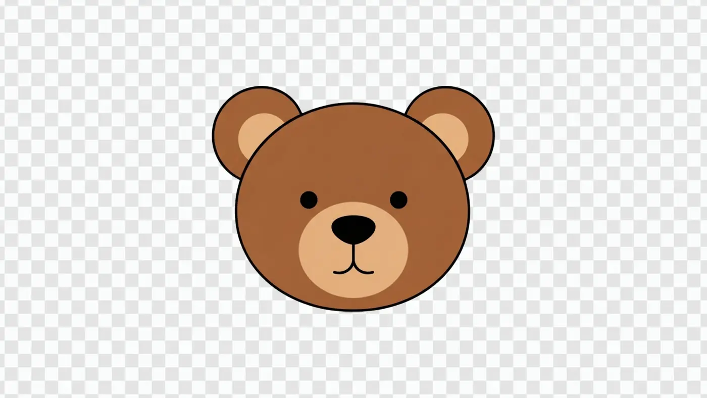 Simple Cute Brown Teddy Bear Face Icon Clipart PNG