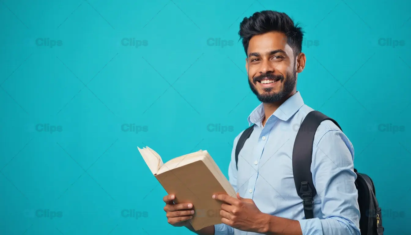 Smiling Male Student with Book