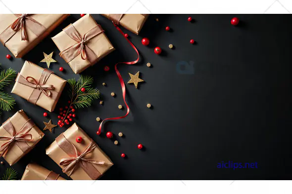 Christmas Gift Boxes on Black Background