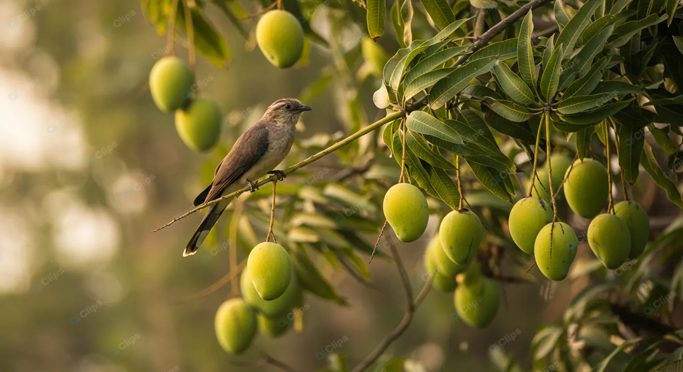 Songbird Perched on Mango Tree