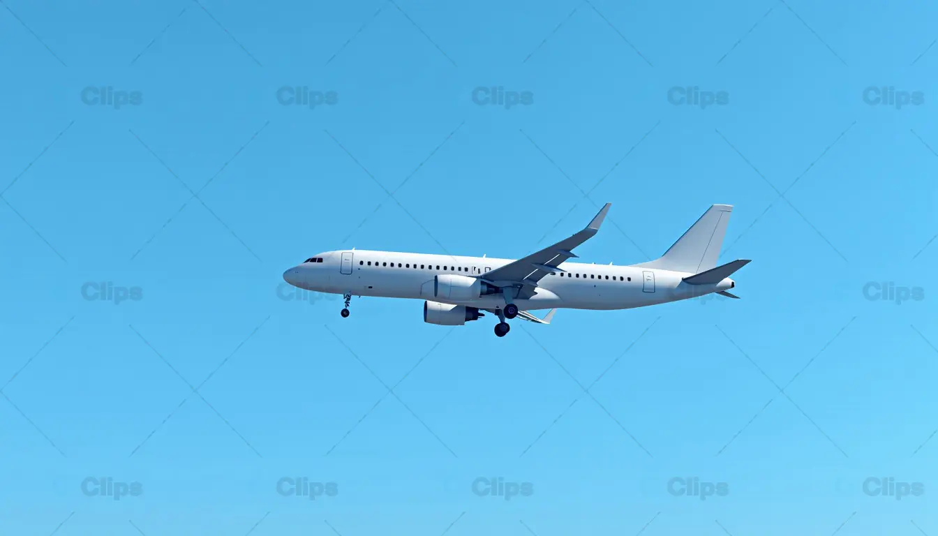 Commercial Aircraft Mid-Flight with Clear Sky