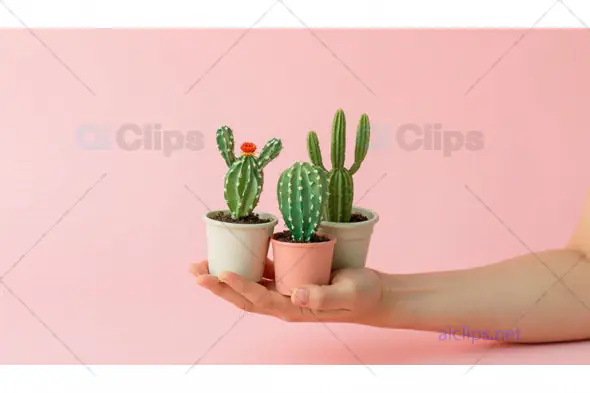 Mini Cactus Plants in Hand