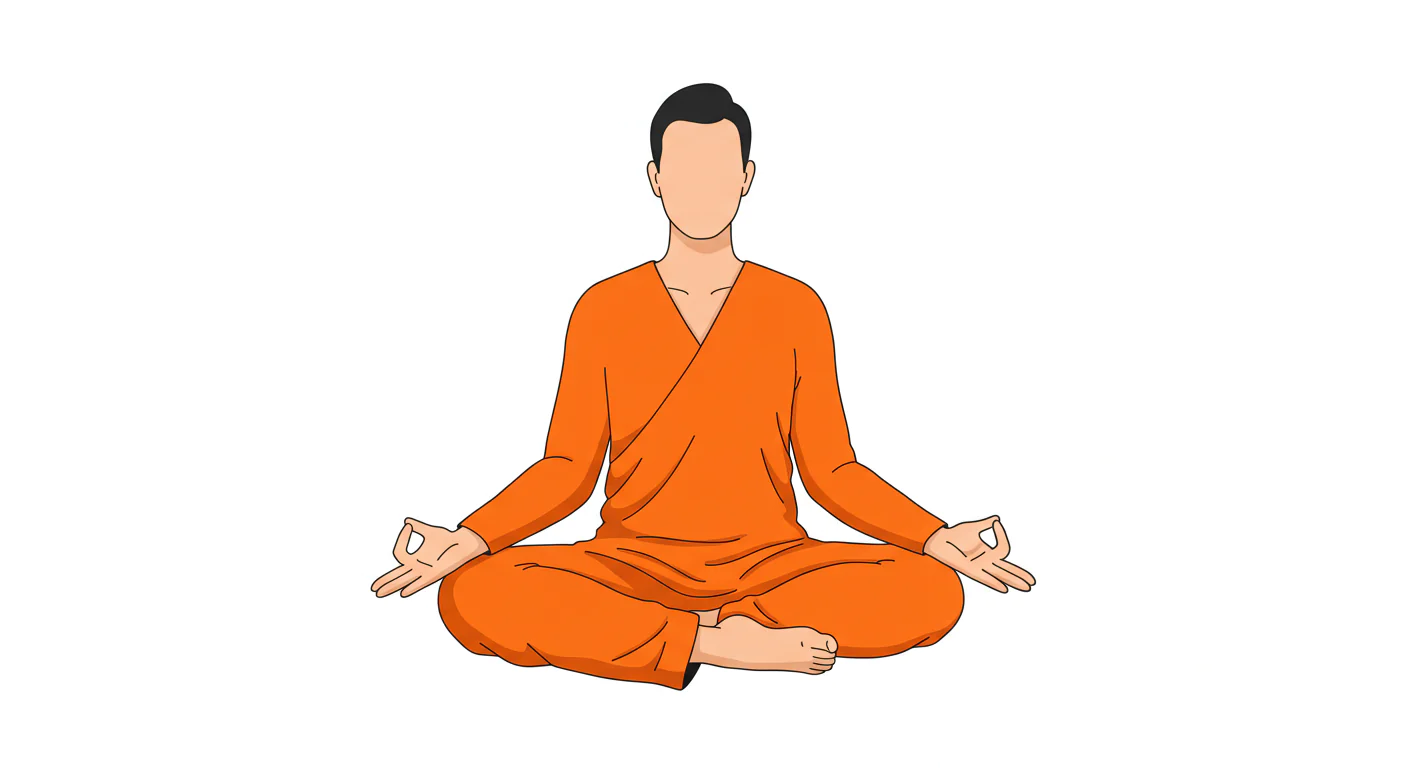 Meditating Figure in Orange Vector
