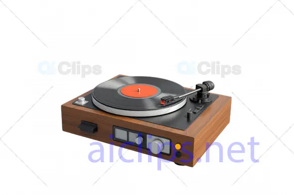 Vintage Wooden Vinyl Record Player 3D Model