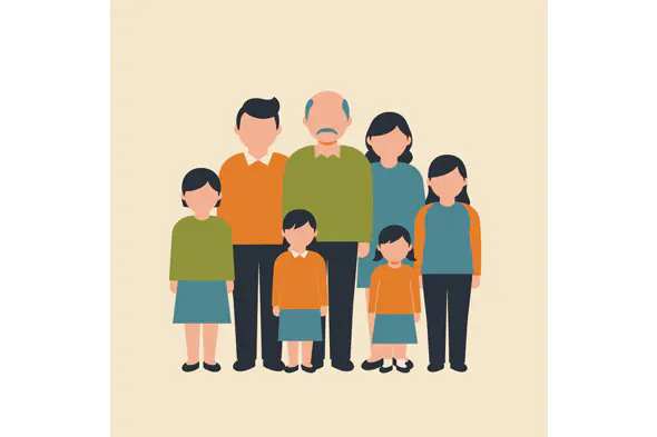 Multigenerational Family Vector Illustration