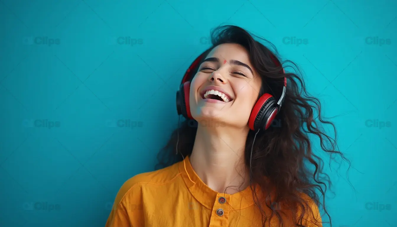Joyful Woman with Headphones