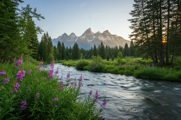 Majestic Mountain Stream Wildflowers