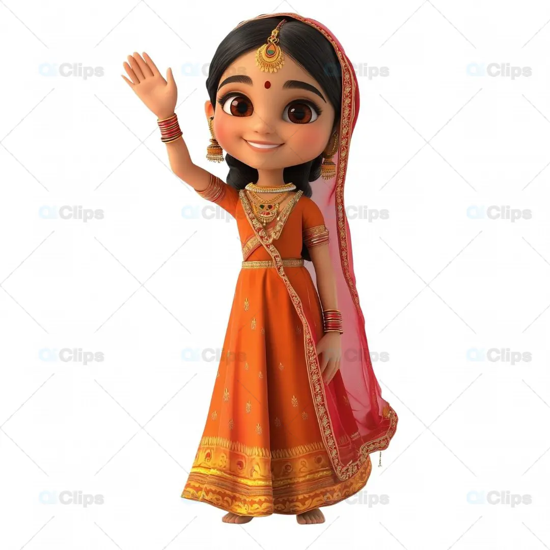 3D Indian Girl Avatar in Traditional Lehenga Choli
