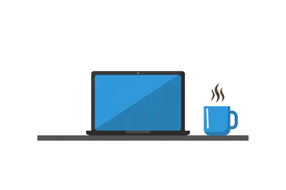 Laptop and Coffee Mug Vector