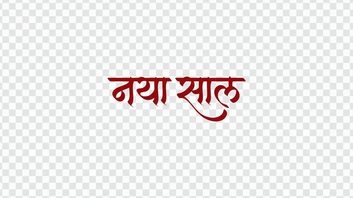Naya Saal New Year Hindi Calligraphy Text Clipart PNG