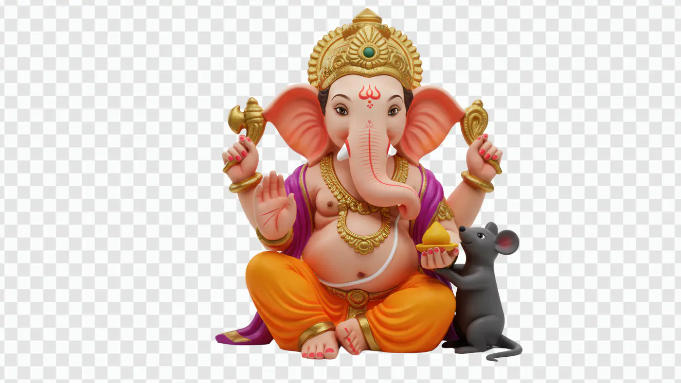 Colorful Ganesha with Mouse Companion PNG Clipart
