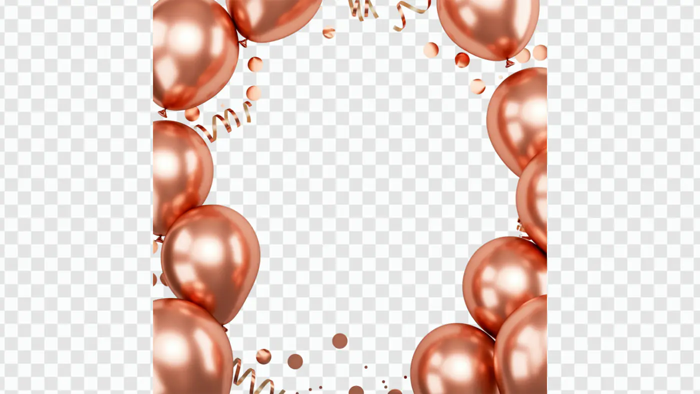 Luxurious Rose Gold Balloon Frame Border PNG