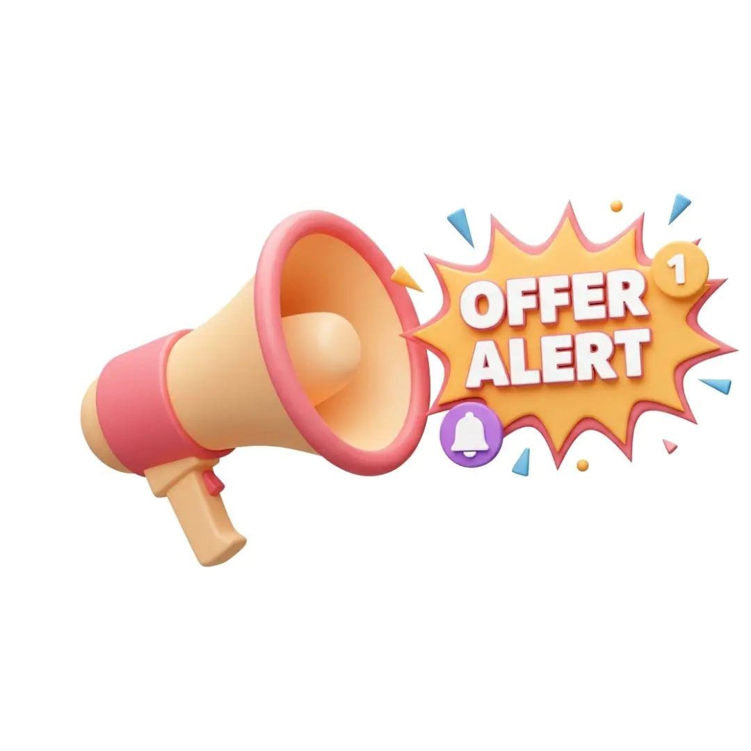 Megaphone with offer alert burst promotional icon