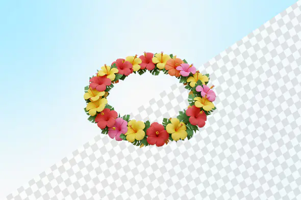 Colorful tropical hibiscus flower wreath 3D illustration