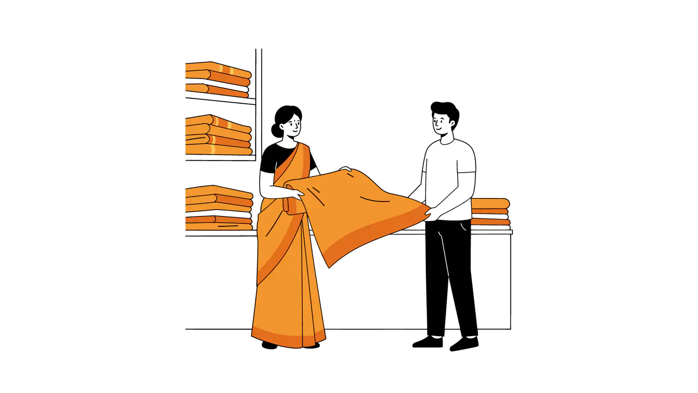 Textile Shop Customer Service Vector
