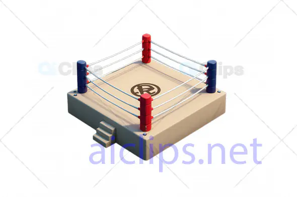 3D Boxing Ring Arena Model with Corner Posts and Ropes
