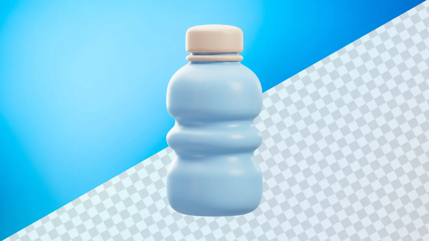 Light blue water bottle with beige cap