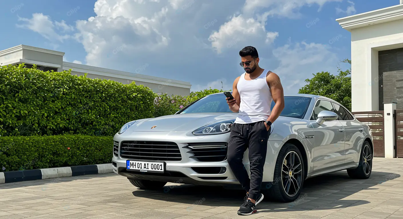 Luxurious Lifestyle: Man with Porsche