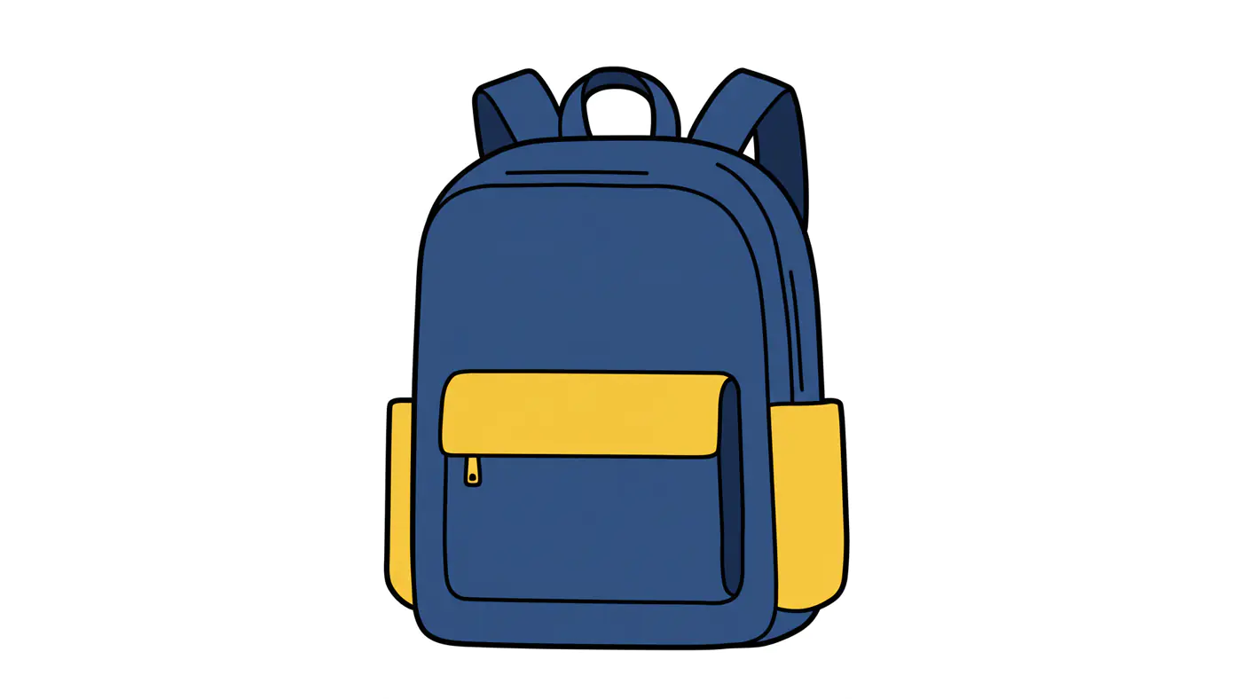 Navy and Yellow Backpack Vector