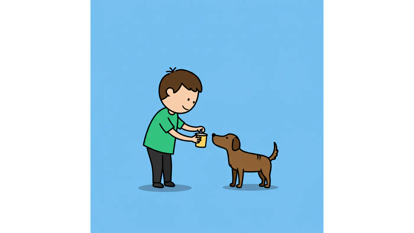 Boy Feeding Dog Vector