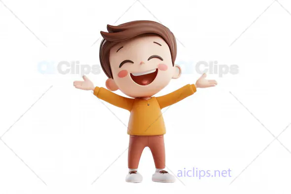 Happy Boy 3D Avatar with Open Arms