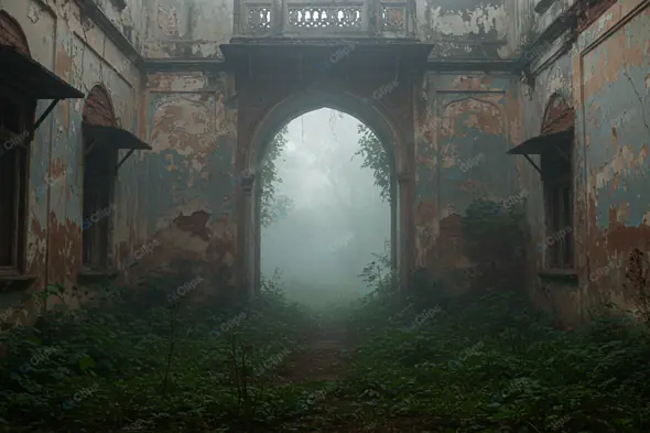 Misty Archway in Abandoned Palace