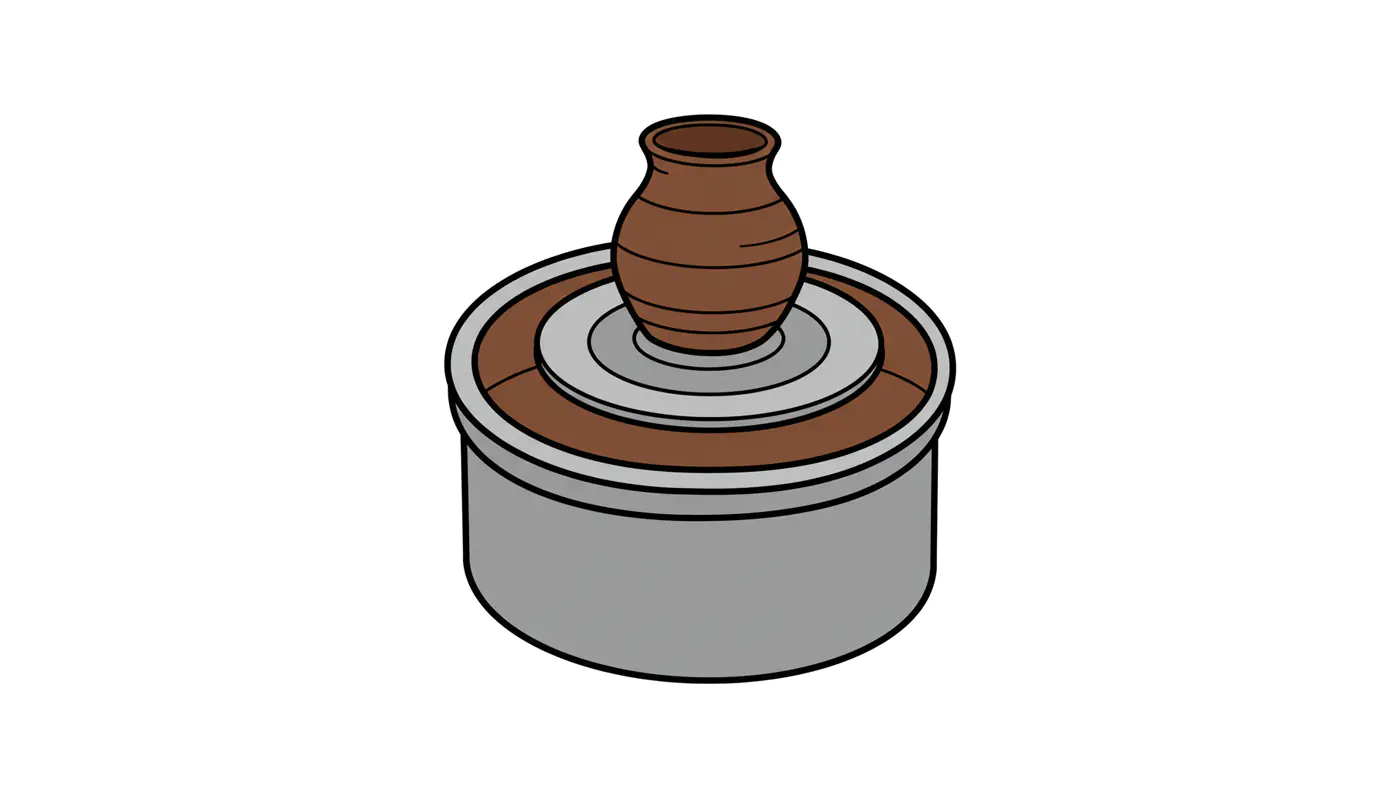 Pottery Wheel Vector Illustration