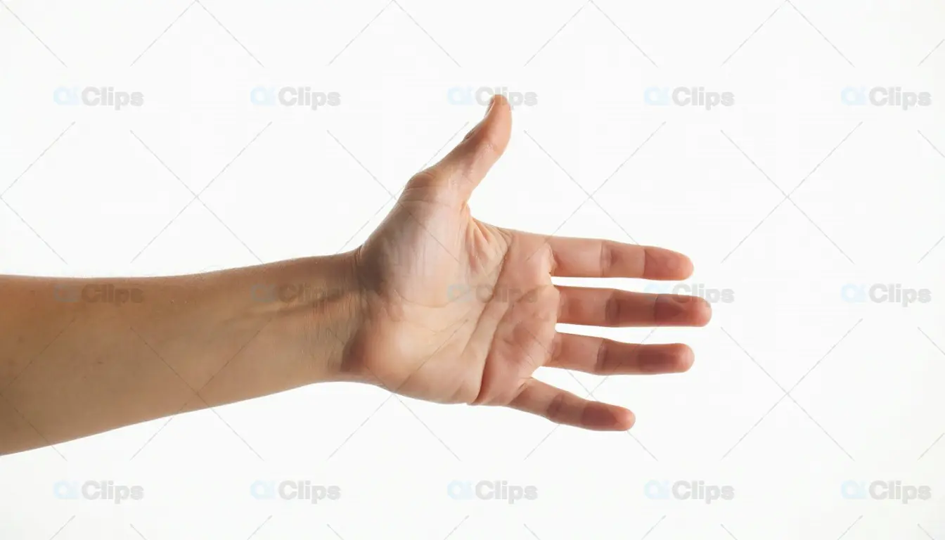 Open Hand Gesture on White Background
