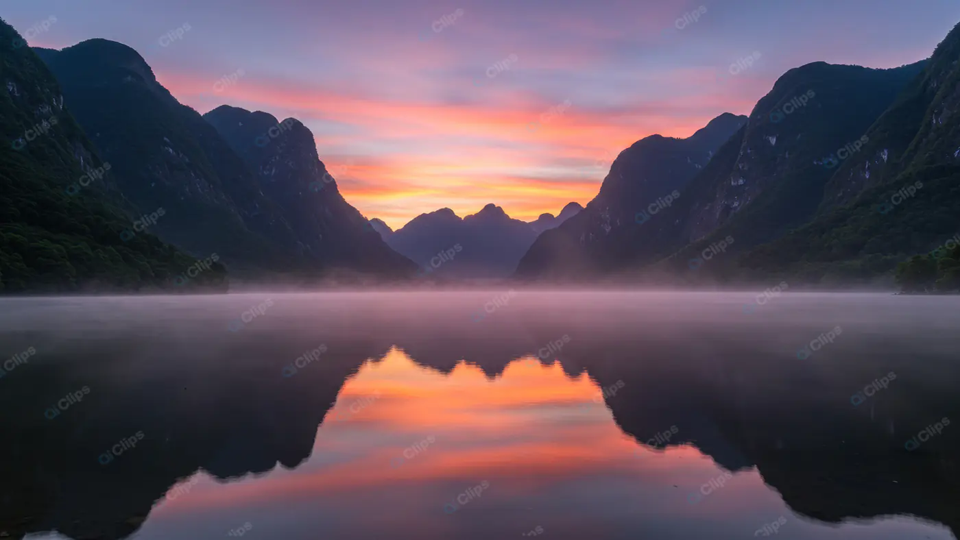 Misty Mountain Lake Sunrise