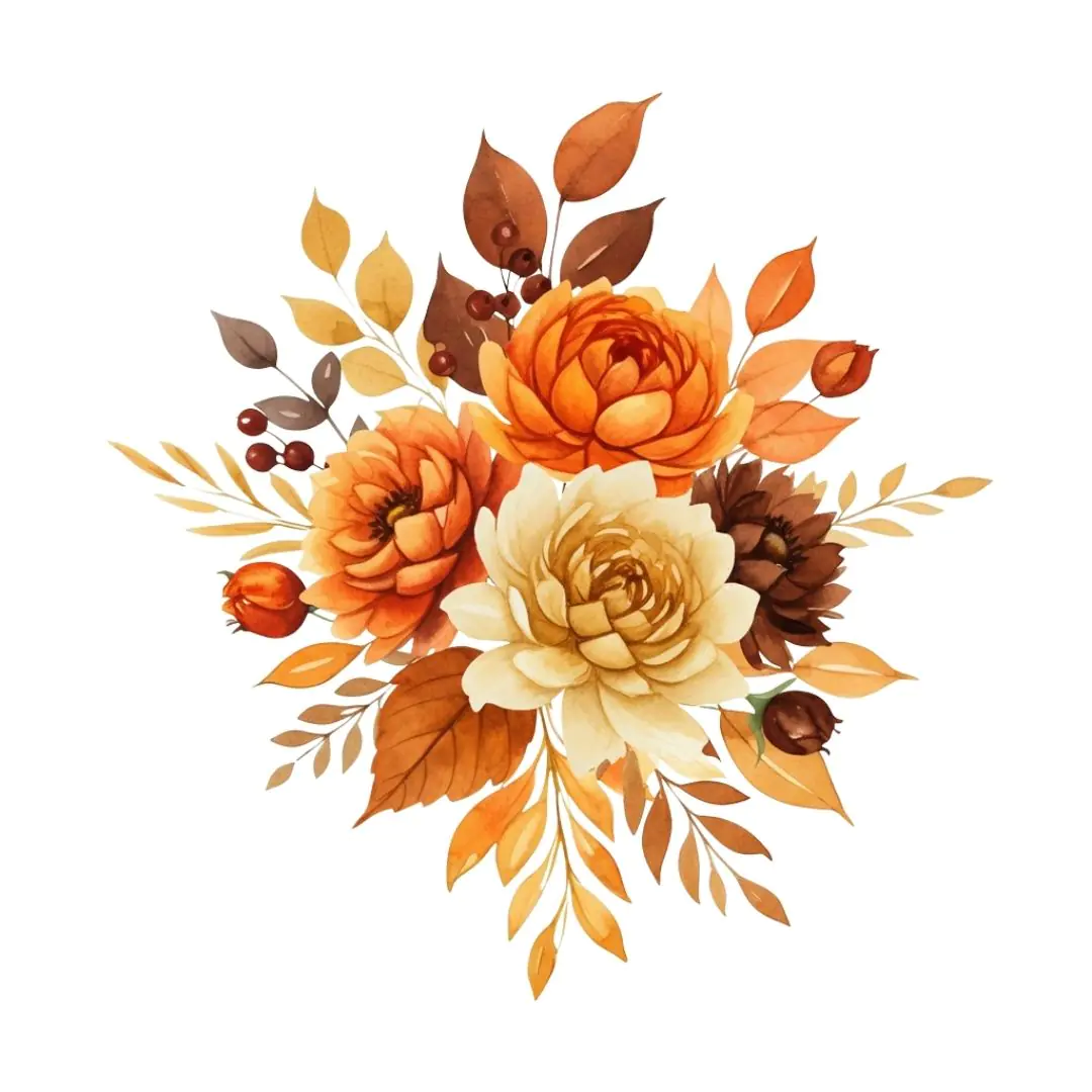 Warm Autumn Floral Arrangement PNG Clipart