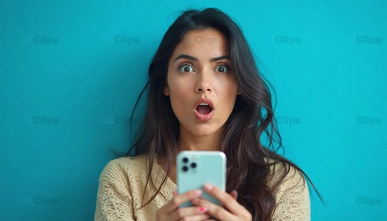 Shocked Woman Holding Smartphone