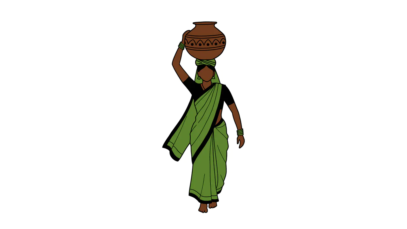 Indian Woman Carrying Pot Vector
