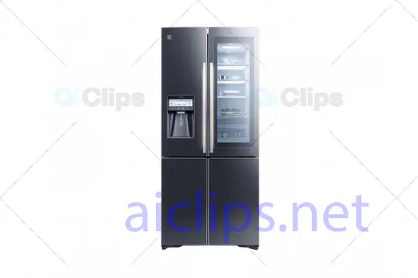 3D Modern French Door Refrigerator with Smart Glass Panel