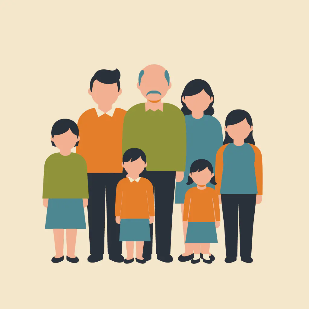 Multigenerational Family Vector Illustration