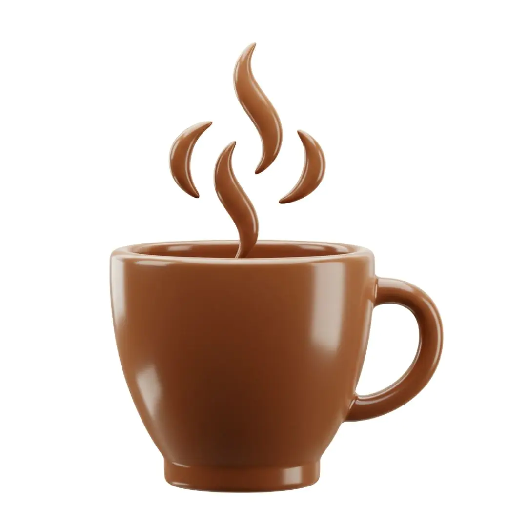Steaming brown coffee cup with swirling aroma