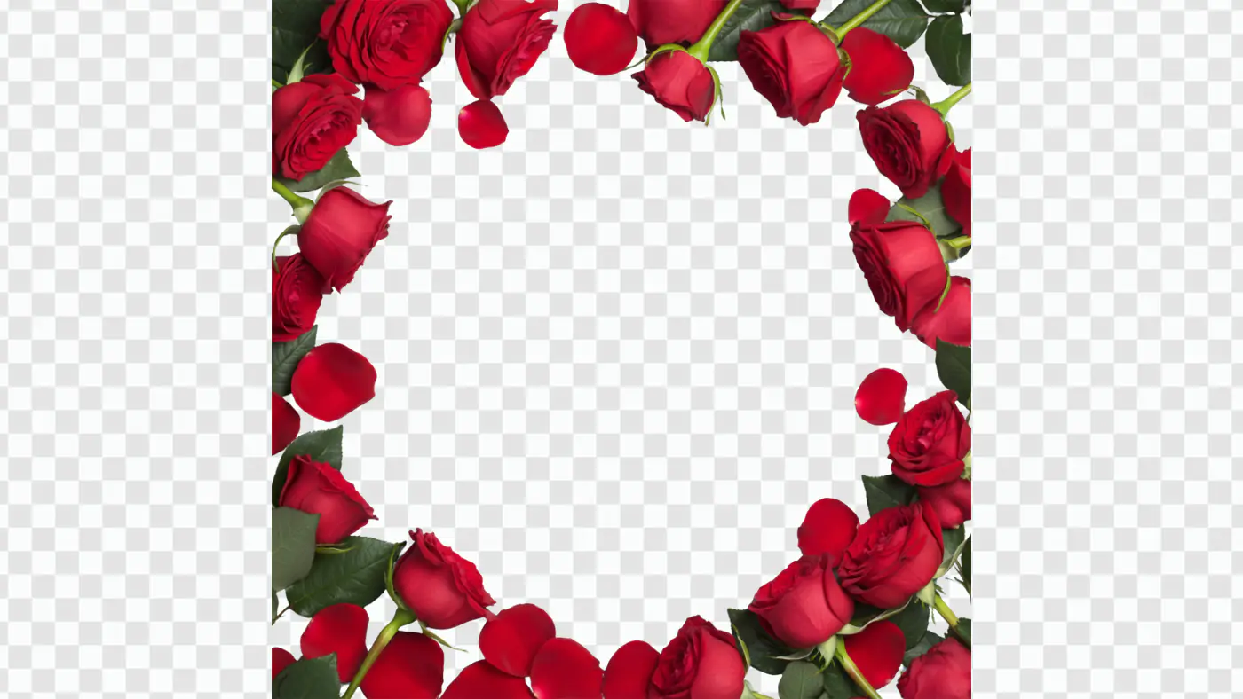 Scarlet Roses Oval Frame Valentine's Day PNG
