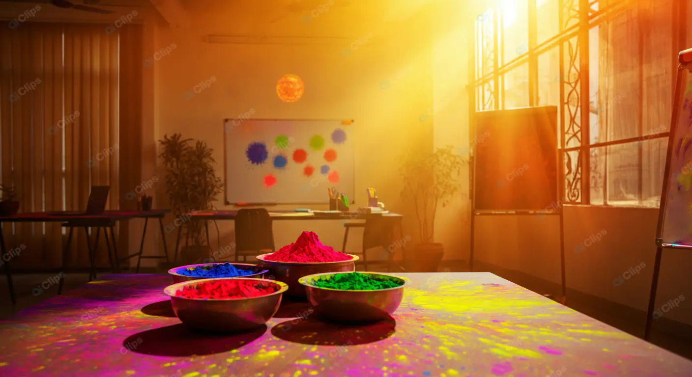 Vibrant Holi Color Festival Setup
