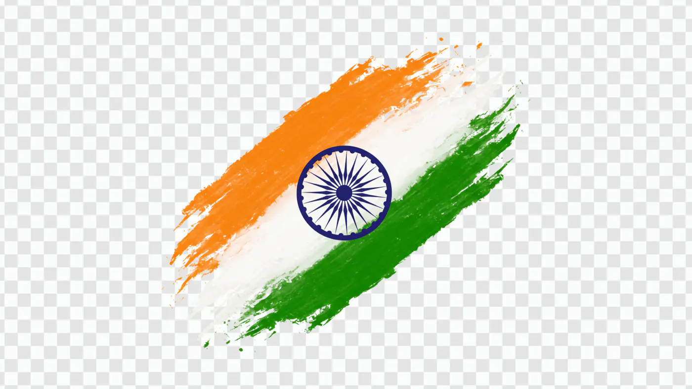 Vibrant Indian Flag Brush Stroke Design PNG