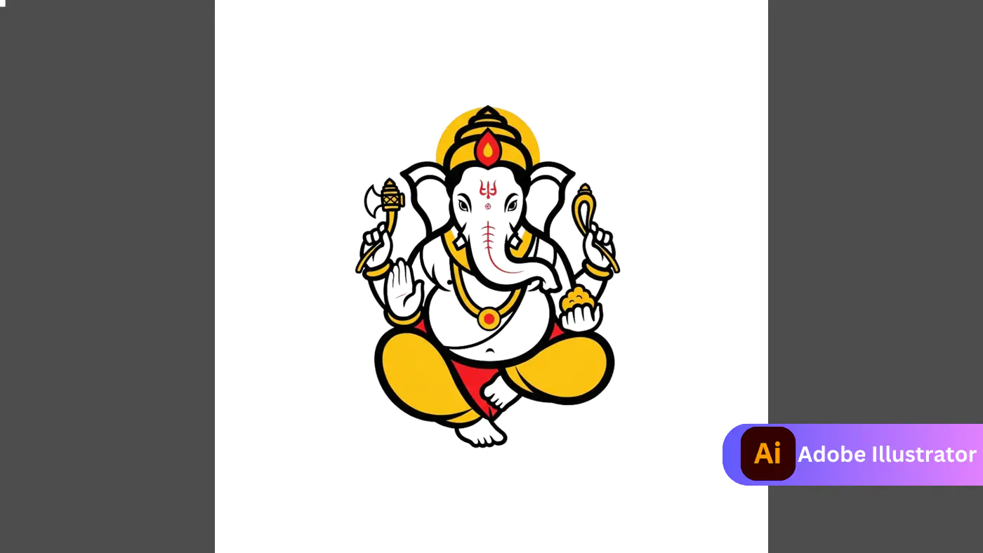 Vibrant Seated Ganesha Illustration