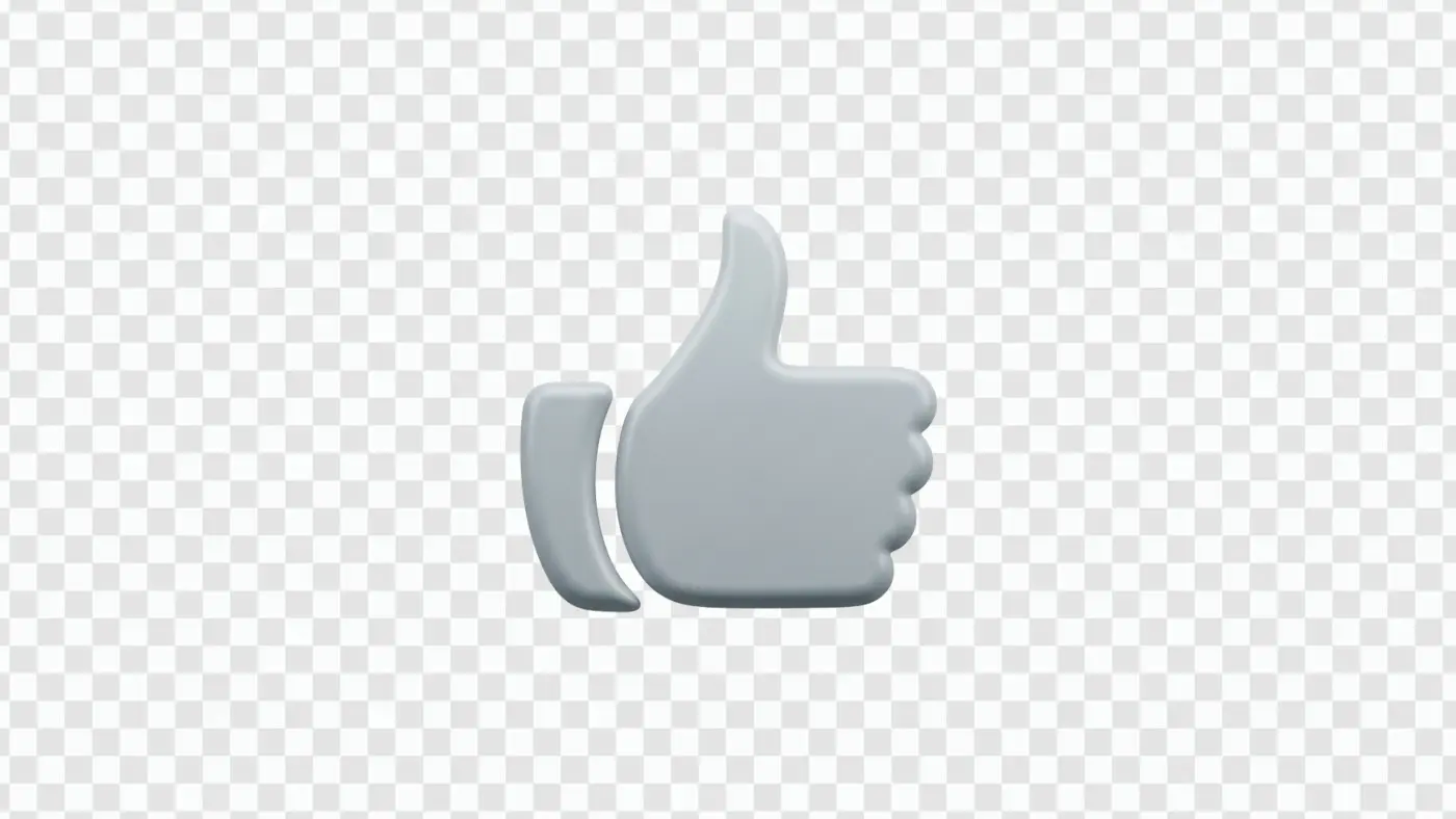 3D Grey Thumbs Up Like Social Media Icon PNG