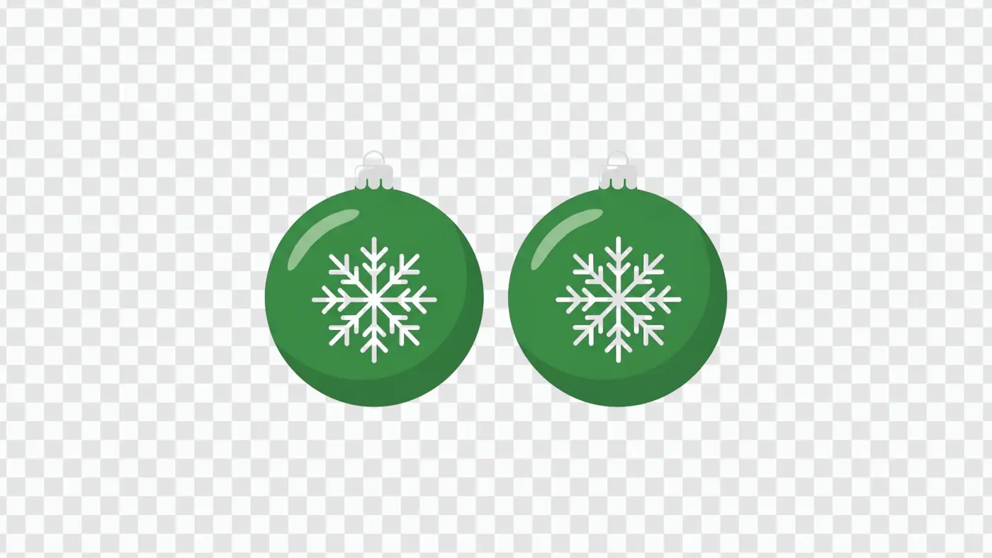 Green Christmas Bauble Ornaments with Snowflake Clipart PNG