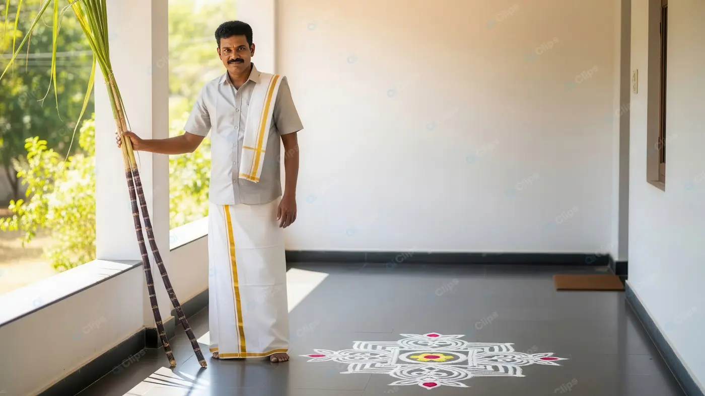 South Indian Man in Festive Traditional Attire