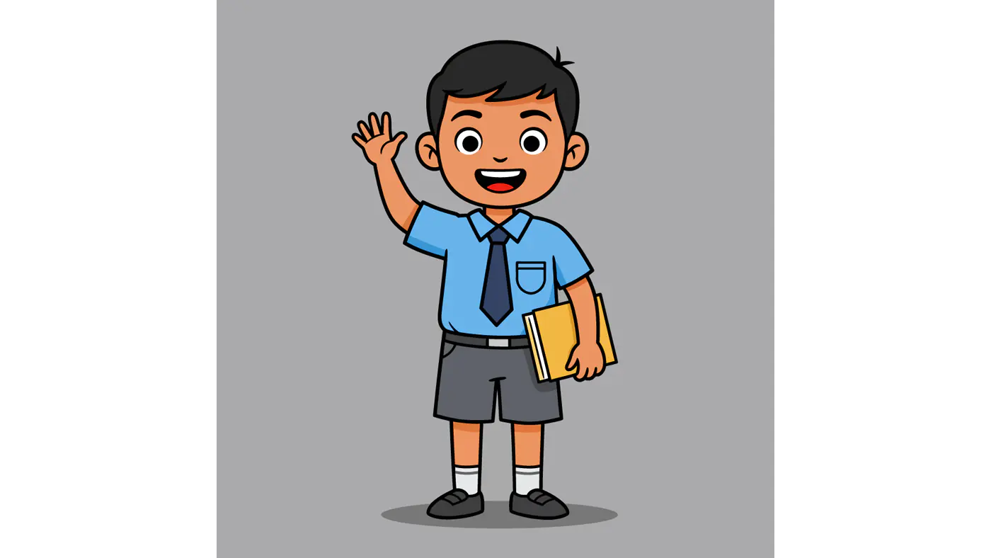 Cheerful Indian Schoolboy Vector